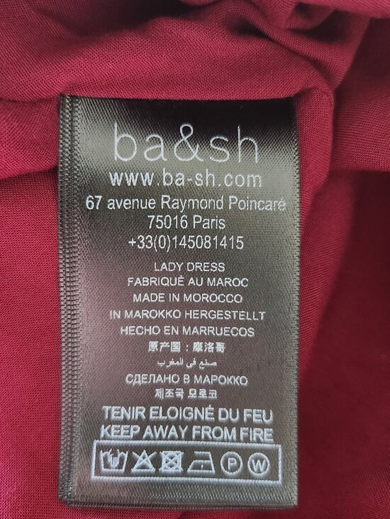 Ba&sh Robe Kama in Bordoax silk/viscose a-line textured flowy Dress Sz 2 - Picture 11 of 16